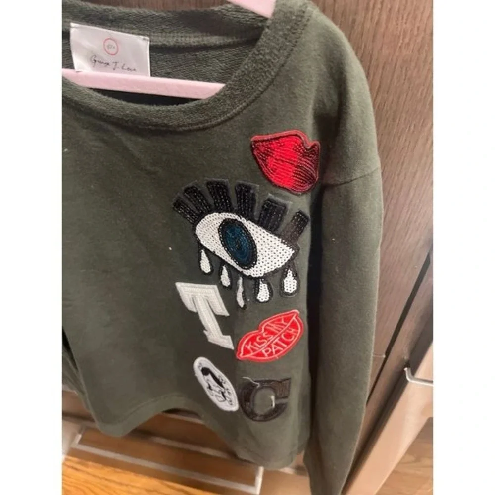 George J. love girls large Sweatshirt embroidered sequined‎